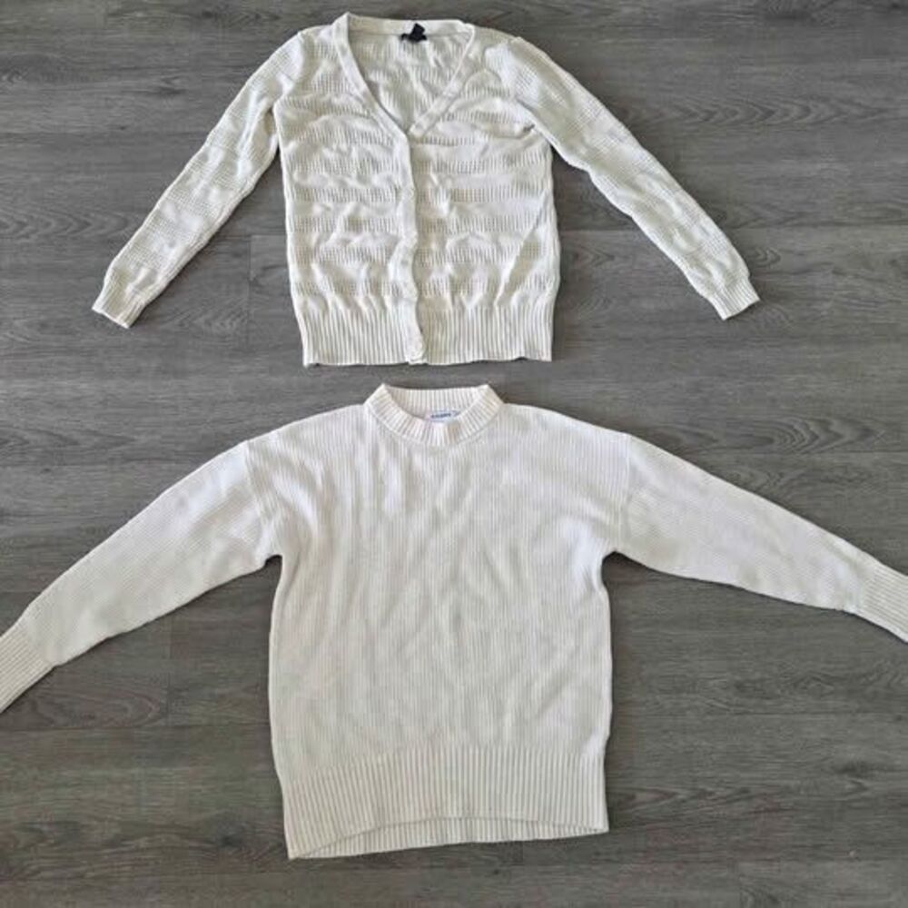 Lots of 2 Gap Cream Pointelle Cardigan XS + Old Navy SoSoft Mock Neck